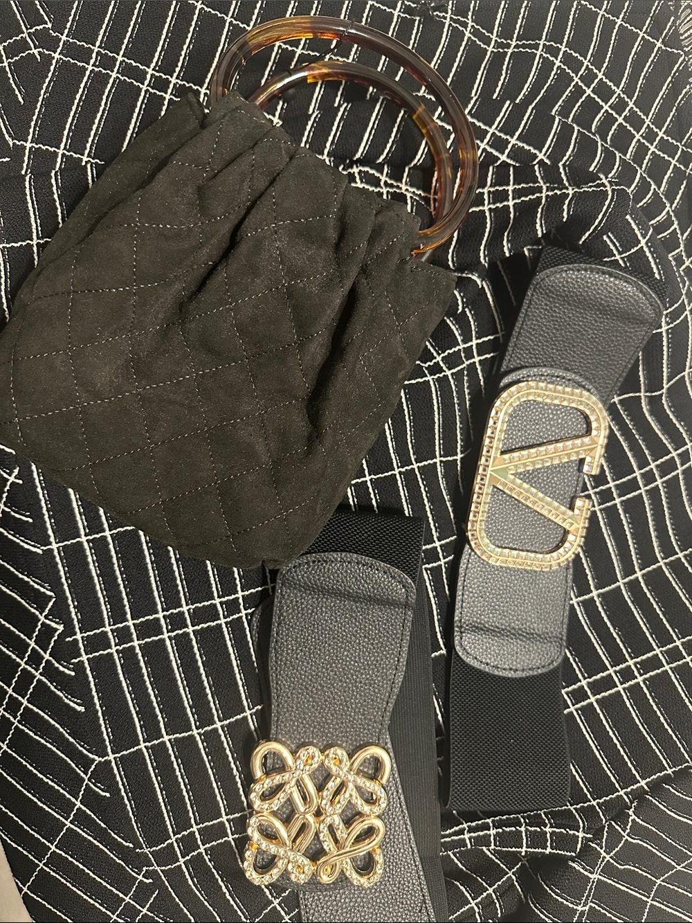 Upcycled mini bag and belts